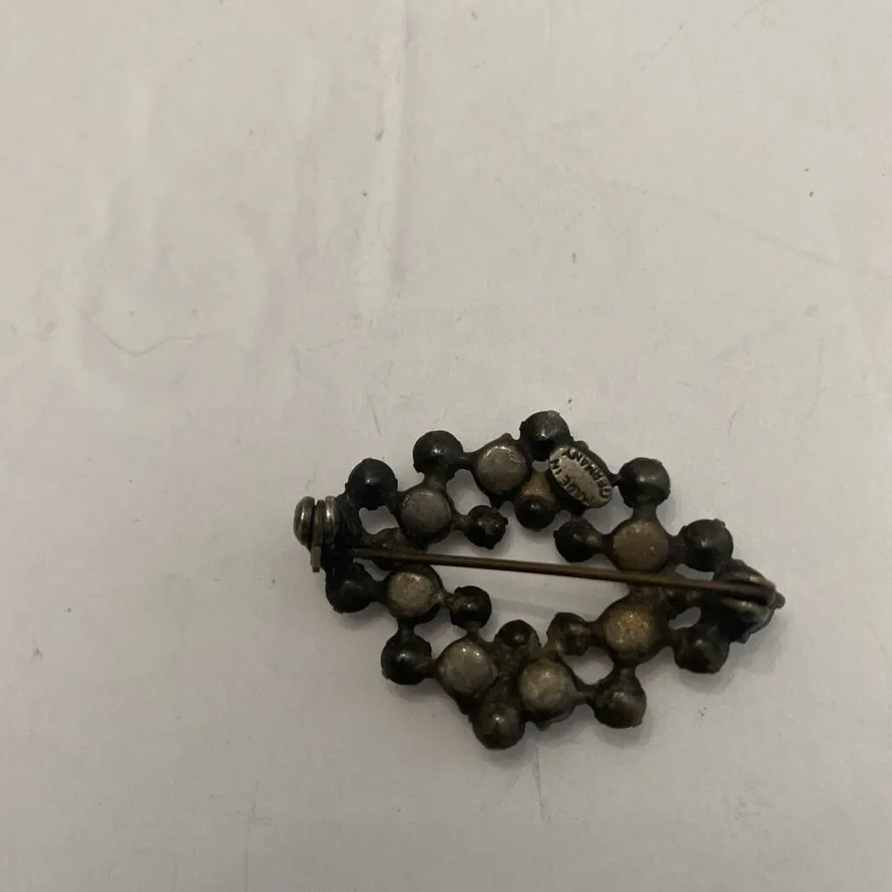 Vintage Made In Germany Clear Rhinestone Cluster Brooch 1930’s -50’s